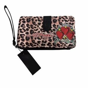 Ed Hardy Heart and Leopard Print Wristlet